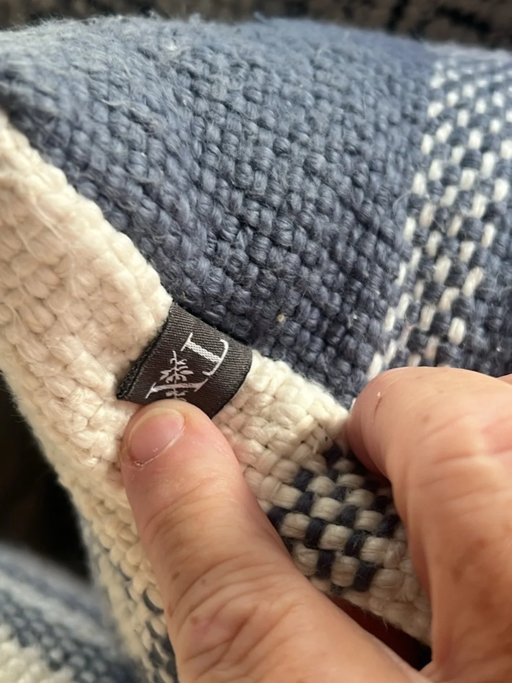 Set of two Cream and Blue Plaid Accent Pillow - Classic Cozy Throw